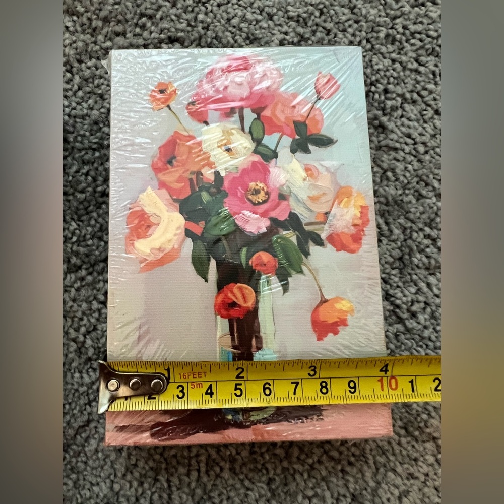 Raz Small Floral Canvas Art Pink & Orange New - Picture 4 of 5